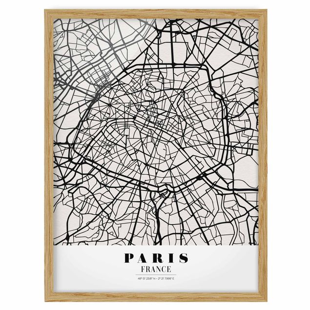 Obrazy w ramie do łazienki City Map Paris - Klasyczna