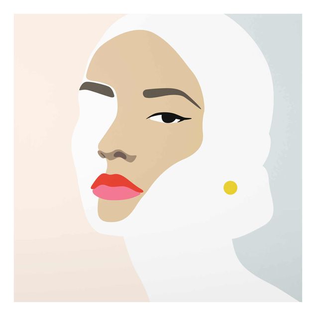 Obrazy nowoczesny Line Art Portret kobiety Pastelowa szarość