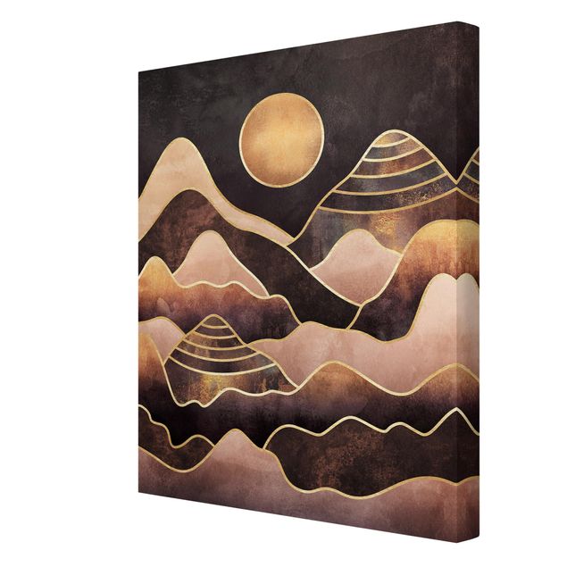 Góry obraz Złote słońce abstrakcyjne góry
