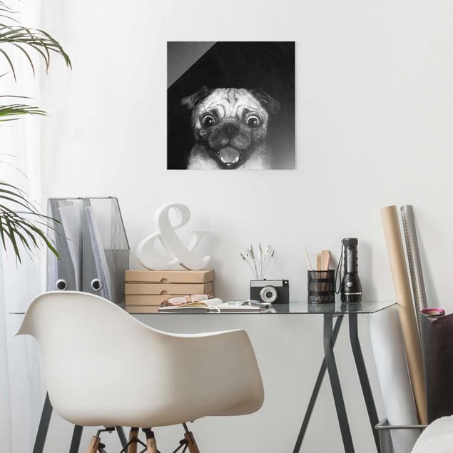 Pies obraz Ilustracja pies Pug malarstwo na czarno-biały