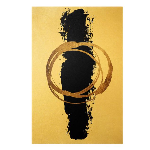 Obraz abstrakcja na płótnie Abstrakcyjne kształty - złoto i czerń
