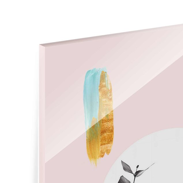 Kolorowe obrazy Abstrakcyjna pastel z liśćmi i kropkami