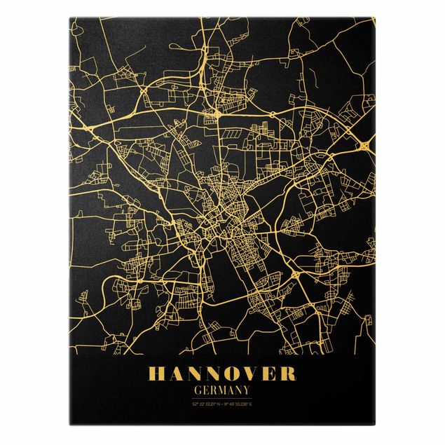 Sbraz mapa swiata Mapa miasta Hanower - Klasyczna czerń