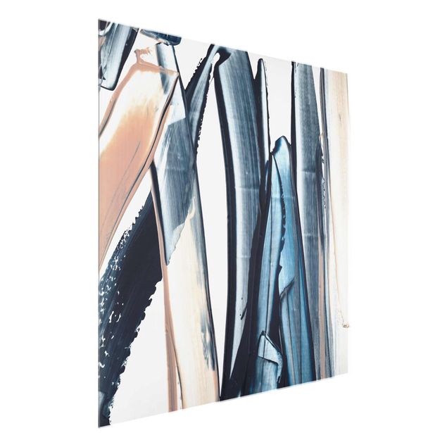 Obrazy do salonu nowoczesne Błękitno-beżowy pasek