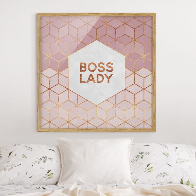 Obrazy w ramie artystyczny Boss Lady Hexagons Pink