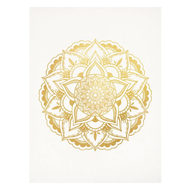 Mandala obraz na ścianę Mandala Ilustracja Ornament z białego złota