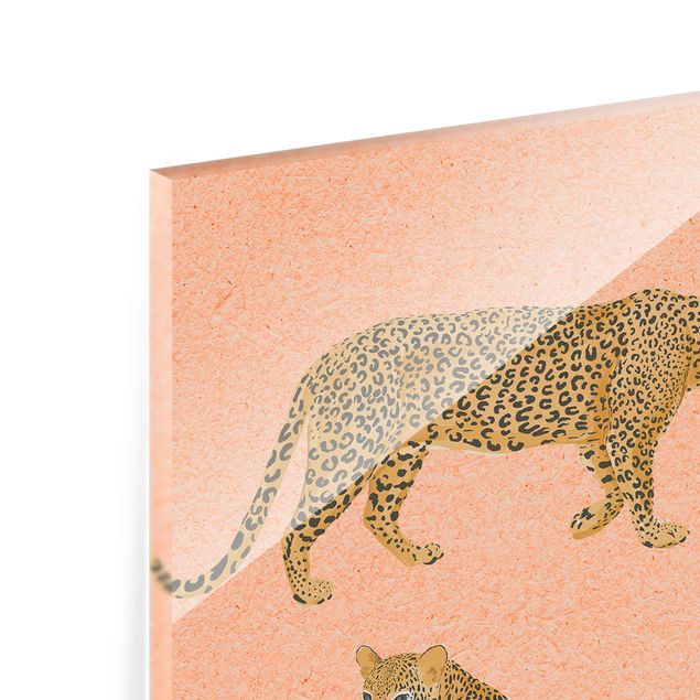 Obrazy nowoczesne Ilustracja Leopard Różowe malarstwo