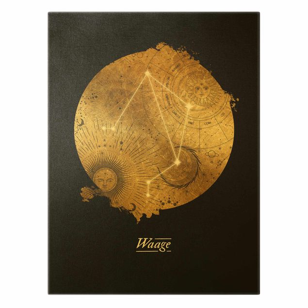 Złoty obraz na płótnie - Znak zodiaku Libra Szare złoto