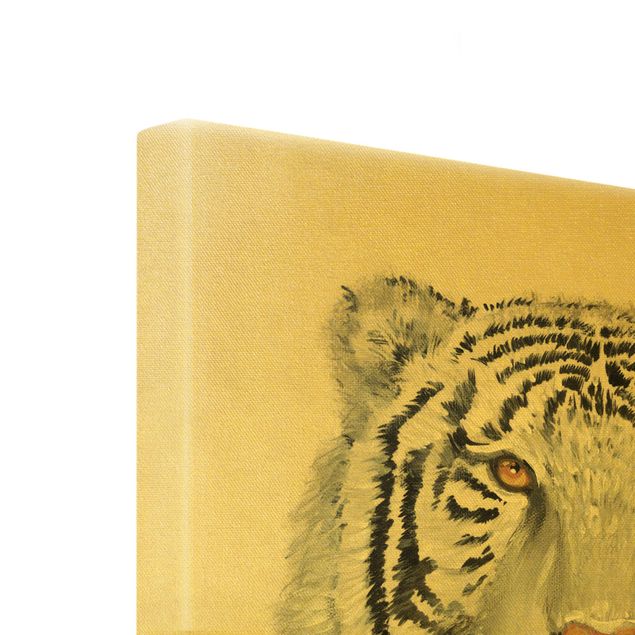 Złoty obraz na płótnie - Portret białego tygrysa II