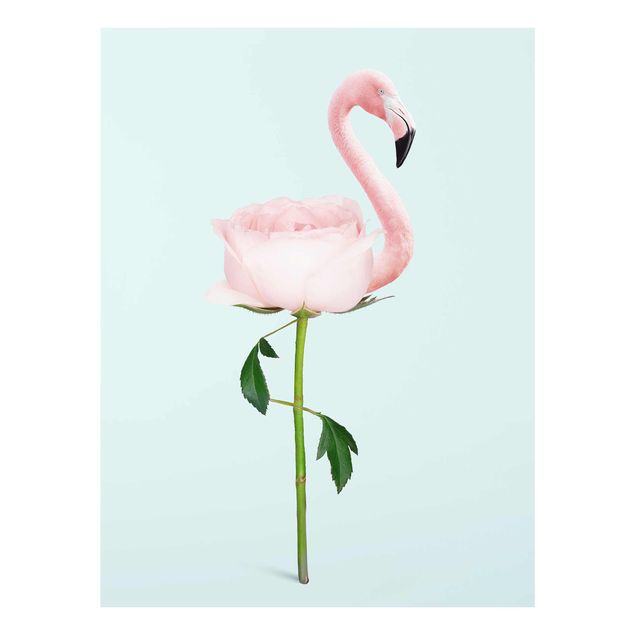 Obrazy na szkle artyści Flamingo z różą