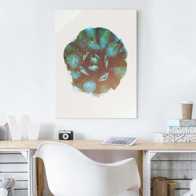 Obrazy na szkle portret Akwarele - Niebieska agawa