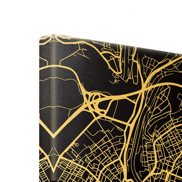 Obrazy drukowane na płótnie Mapa miasta Berno - Klasyczna czerń