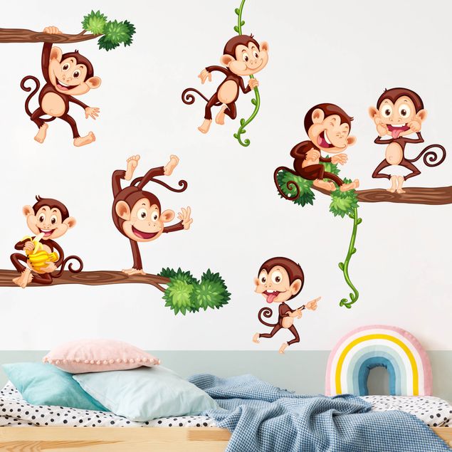 Naklejka na ścianę - Rodzina małp