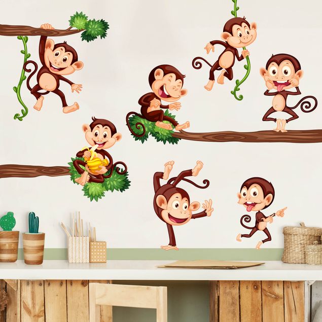Naklejki na ścianę małpa Rodzina małp