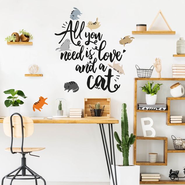 Naklejki na ścianę zwierzęta Wszystko, czego potrzebujesz, to miłość i kot