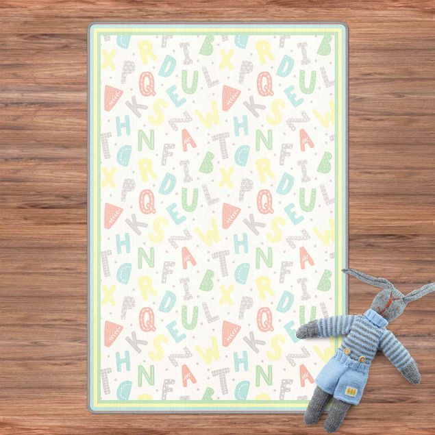 pastelowy dywan Alphabet In Pastel Colours With Frame