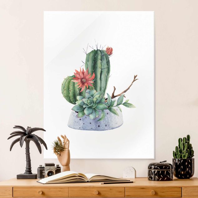 Dekoracja do kuchni Akwarela Ilustracja kaktusów