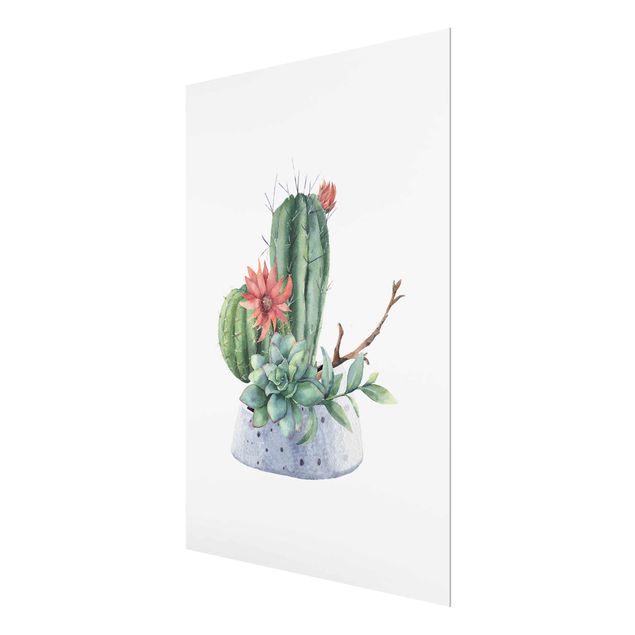 Obrazy motywy kwiatowe Akwarela Ilustracja kaktusów