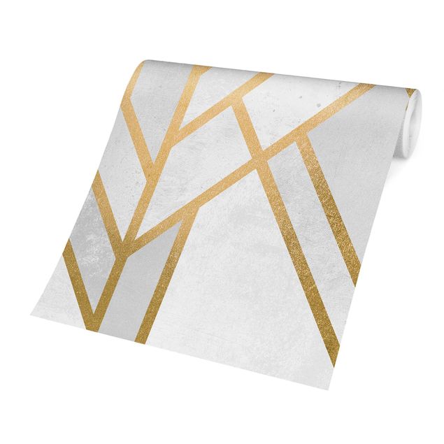 Tapety Art Deco Geometry Białe złoto