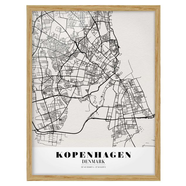 Obrazy w ramie do kuchni City Map Copenhagen - Klasyczna