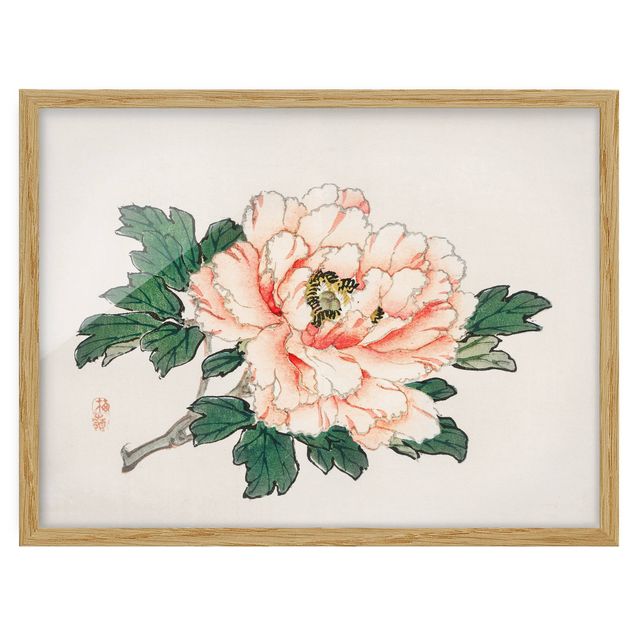 Obrazy w ramie do kuchni Rysunki azjatyckie Vintage Chryzantema różowa