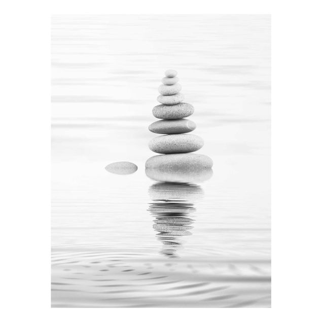 Obrazy artystów Kamienna wieża w wodzie, czarno-biała