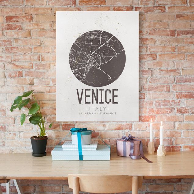 Obrazy na płótnie Włochy Mapa miasta Wenecja - Retro