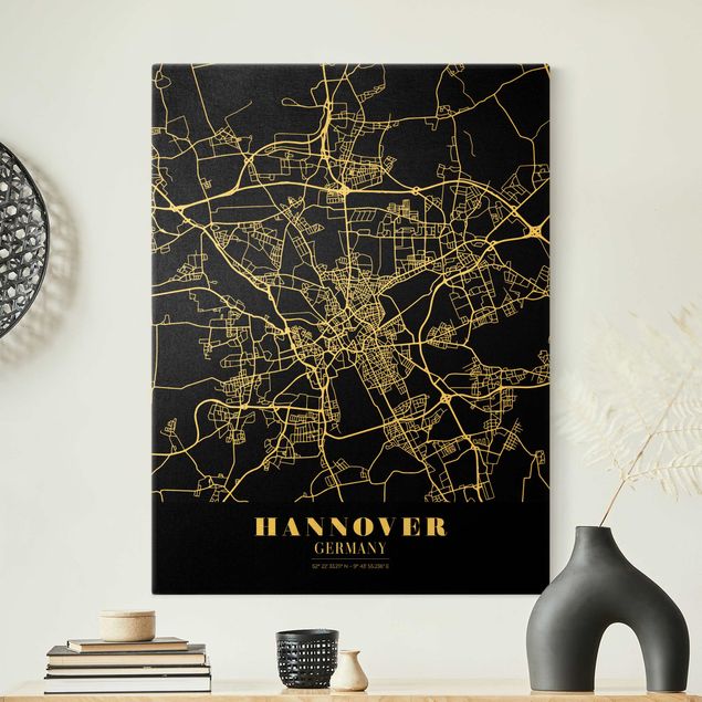 Obrazy powiedzenia Mapa miasta Hanower - Klasyczna czerń