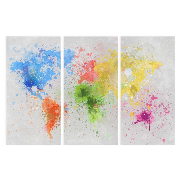 Obrazy na płótnie góra Mapa świata z kolorowym rozbryzgiem