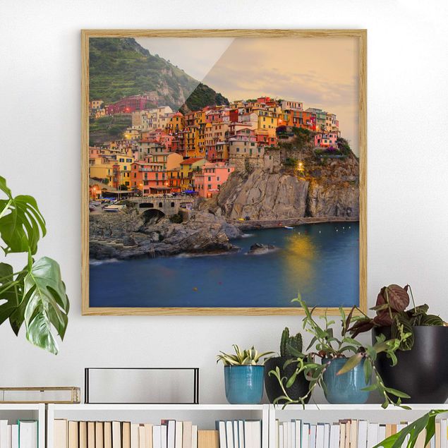 Obrazy w ramie krajobraz Kolorowe miasto nadmorskie