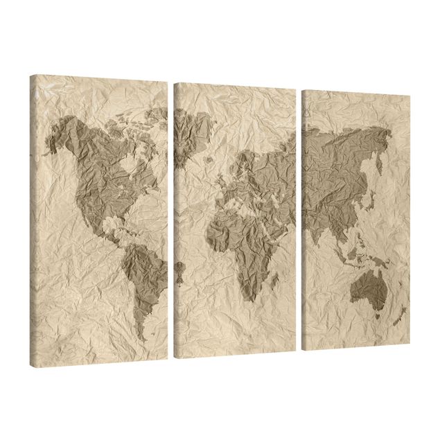 Góry obraz Papierowa mapa świata beżowo-brązowa
