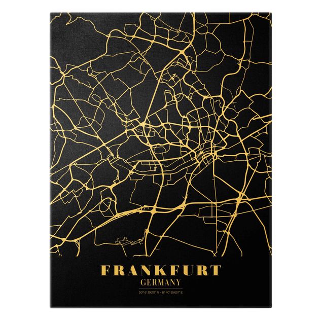 Obrazy mapy Mapa miasta Frankfurt - Klasyczna czerń