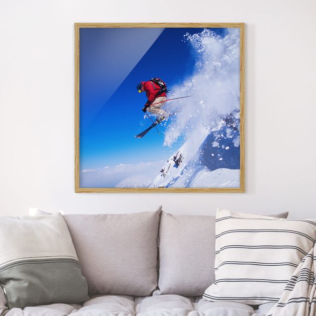 Obrazy w ramie do korytarzu Skok na nartach na stoku