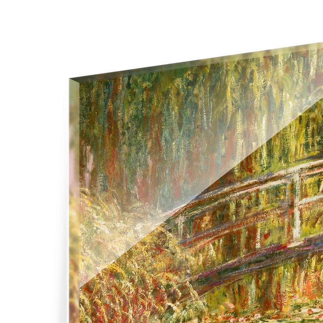 Obrazy na szkle krajobraz Claude Monet - Staw z liliami wodnymi i japoński mostek (Harmonia w różu)