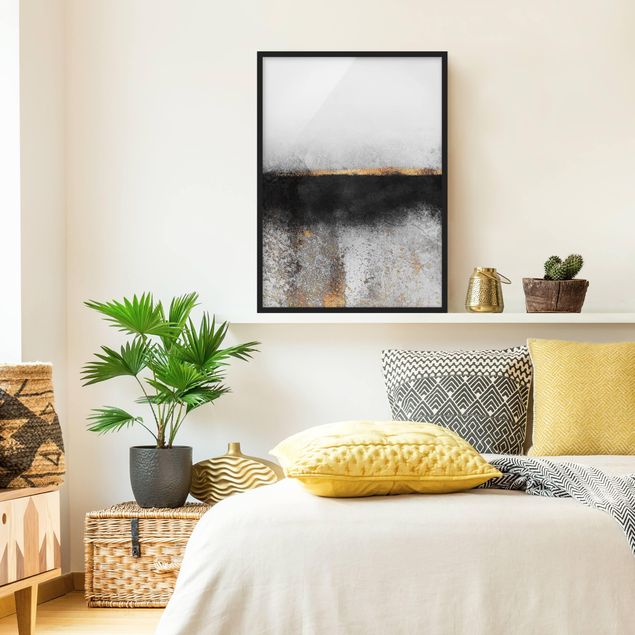 Obrazy w ramie do korytarzu Abstrakcja Złoty horyzont czarno-biały