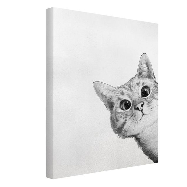 Obrazy do salonu nowoczesne Ilustracja kota Rysunek czarno-biały