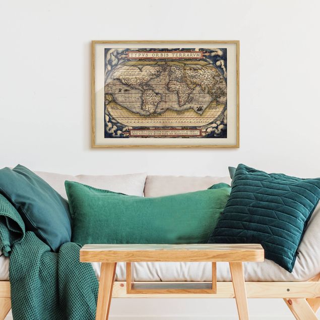 Obrazy w ramie do łazienki Historyczna mapa świata Typus Orbis Terrarum