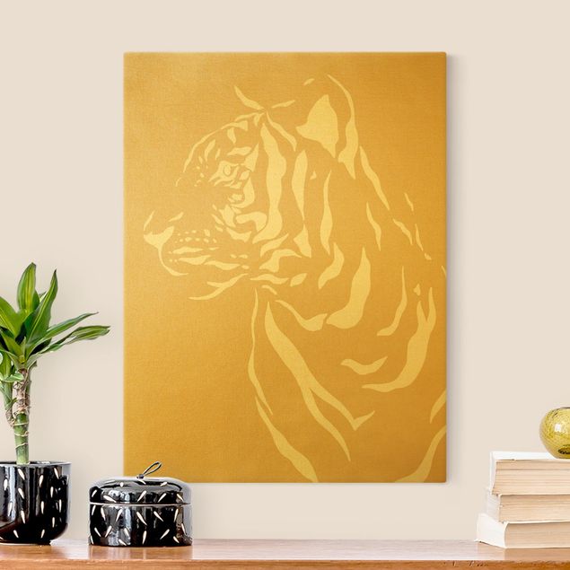 Tygrys obraz Zwierzęta safari - Tygrys portretowy Beżowy