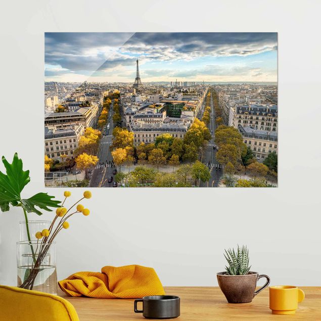 Obrazy na szkle architektura i horyzont Miły dzień w Paryżu