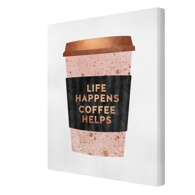 Obrazy artystów Life Happens Coffee Helps Złoto