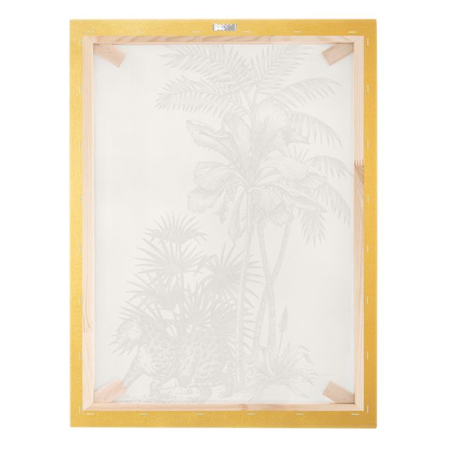Obrazy kwiatowe Ilustracja w stylu vintage - tygrys i drzewa palmowe