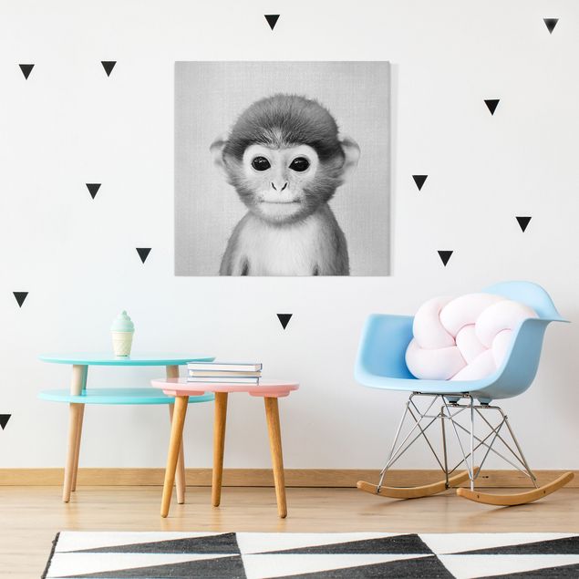 Obrazy do salonu nowoczesne Baby Monkey Anton Black And White