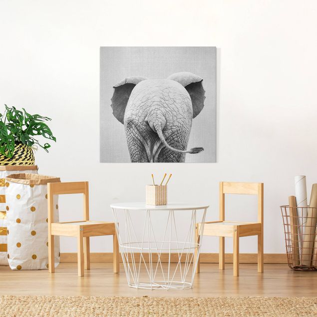 Pokój dziecięcy Baby Elephant From Behind Black And White