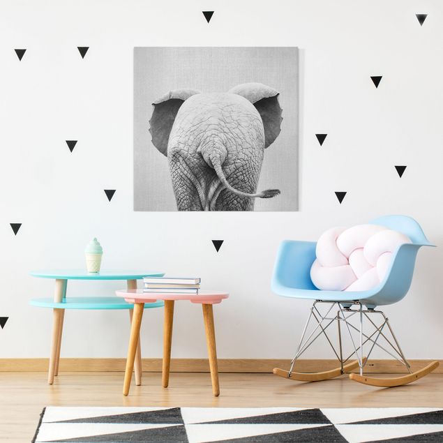 Obrazy do salonu Baby Elephant From Behind Black And White