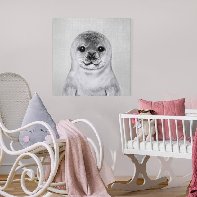 Obrazy nowoczesny Baby Seal Ronny Black And White