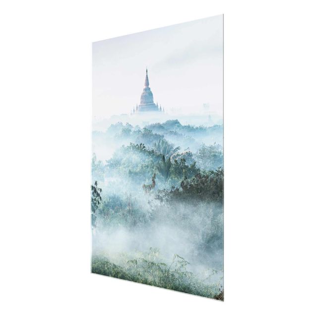 Obrazy do salonu nowoczesne Poranna mgła nad dżunglą Bagan