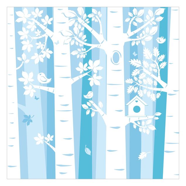 Fototapeta - Drzewa w lesie niebieskie