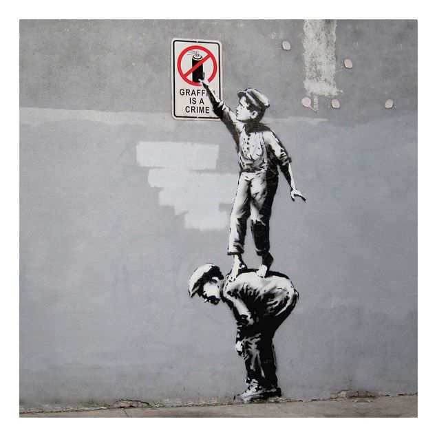 Obraz na płótnie czarno biały Graffiti Is A Crime - Brandalised ft. Graffiti by Banksy