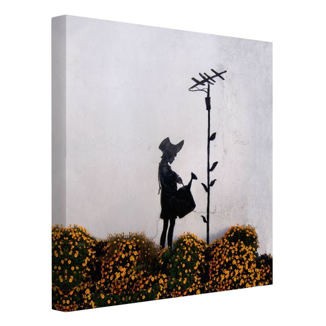 Obraz czarny Banksy - Girl With Watering can