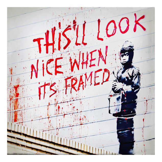 Obraz na płótnie czarno biały Nice When Its Framed - Brandalised ft. Graffiti by Banksy